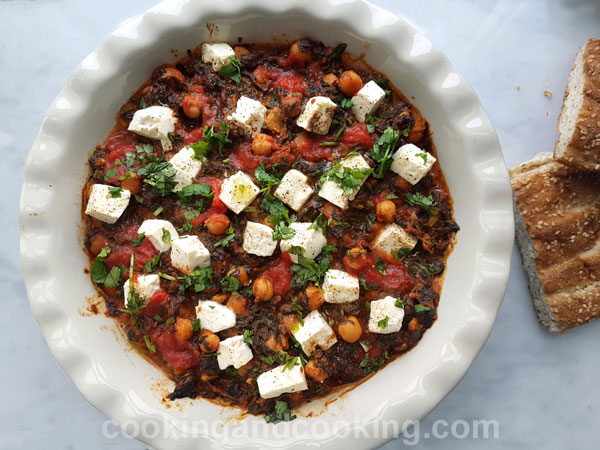 Baked Feta with Spinach and Chickpeas Baked Feta with Spinach and Chickpeas