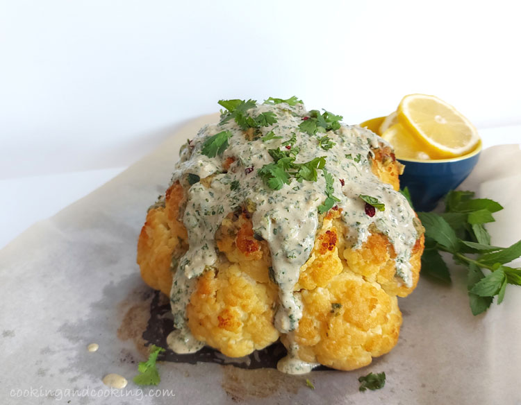 Whole Roasted Cauliflower with Tahini Sauce Whole Roasted Cauliflower with Tahini Sauce